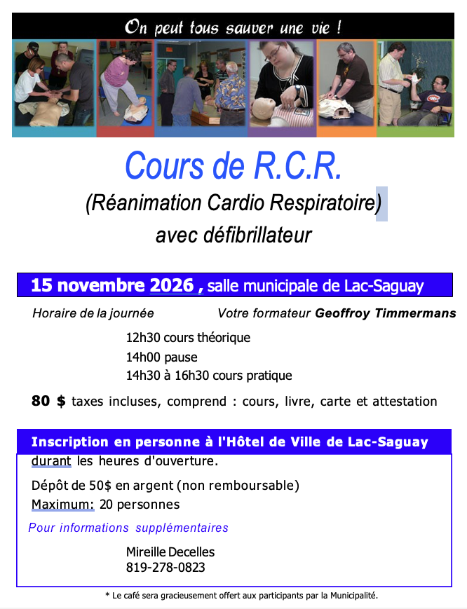 Cours de R.C.R. – Réanimation cardiorespiratoire avec défibrillateur